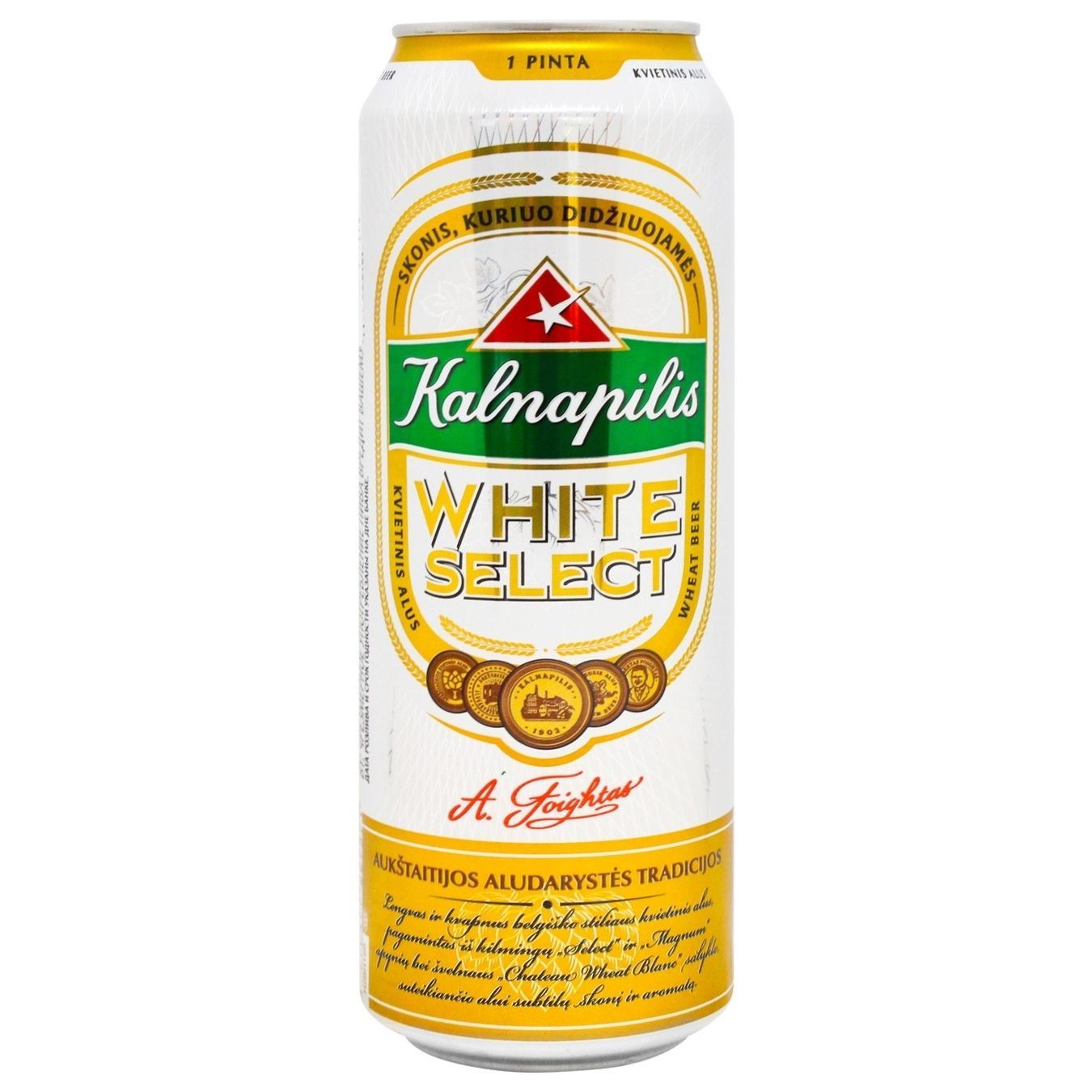 Пиво Kalnapilis White Select светлое нефильтрованное 5% 0,568л 