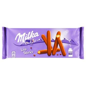Печенье-палочки Milka Lila Sticks в молочном шоколаде 112г 