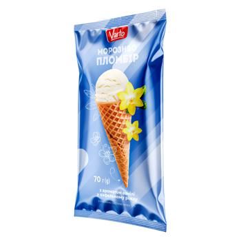 Морозиво ПЛОМБІР з ароматом ванілі у ваф. ріжку 12% Varto, 70г 