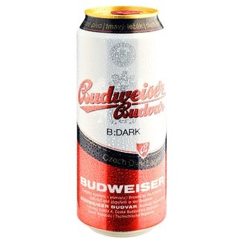 Пиво Budweiser Budvar 4.7% темное ж/б 0,5л 