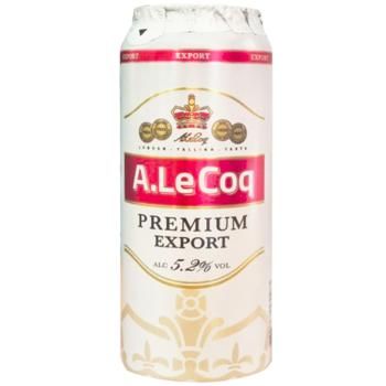 Пиво A. Le Coq Premium Export светлое фильтрованное 5,2% 0,5л 