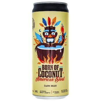 Пиво Mikki Brew Born of Coconut American Stout темное нефильтрованное 7% 0,33л 