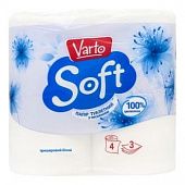 Бумага туалетная Varto Soft белая с тиснением трехслойная 4шт