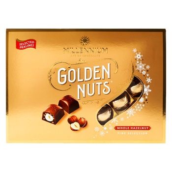 Конфеты Millennium Golden Nuts шоколадные с целыми орехами 130г 
