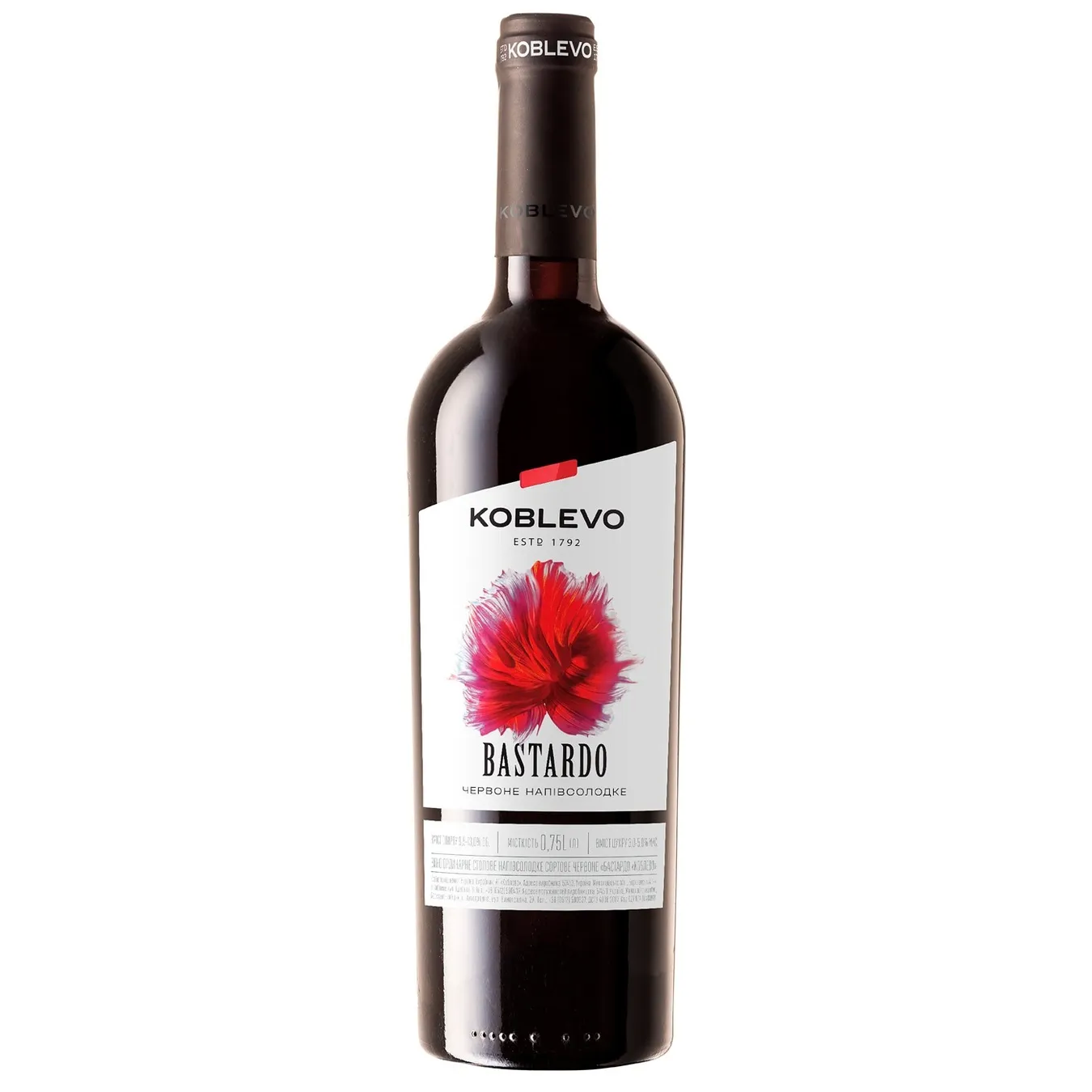 Вино красное Коблево Бастардо виноградное ординарное столовое полусладкое 13% 750мл 