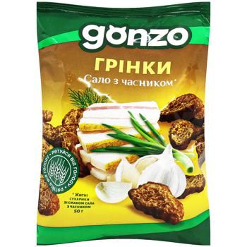 Сухарики Gonzo Гренки ржаные со вкусом сала с чесноком 50г 