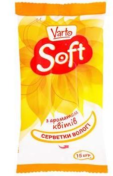 Влажные салфетки Varto Soft с ароматом цветов 15шт 