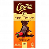Шоколад черный СВІТОЧ® Exclusive с перцем чили и абрикосом 51% 100г
