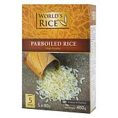 Рис World's Rice длиннозерный шлифованный пропаренный в пакетиках 400г