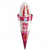 Мороженое Лімо Big Ice со вкусом малины двухслойное в вафельном рожке 140г