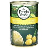 Оливки зеленые Feudo Verde с лимоном 300г