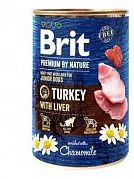 Влажный корм для щенков и молодых собак Brit Premium By Nature Turkey with Liver индейка 400г