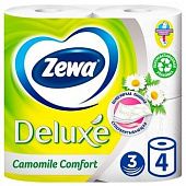 Туалетная бумага Zewa Deluxe Camomile Comfort белая 3-х слойная 4шт