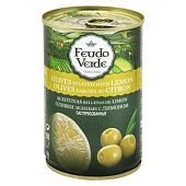 Оливки зеленые Feudo Verde с лимоном 300г