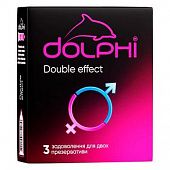 Презервативы Dolphi Double Effect с точками и ребрами пролонг с разогревающей смазкой 3шт
