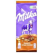Шоколад Milka молочный арахис и карамель 90г