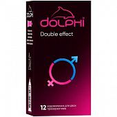 Презервативи латексні DOLPHI Double effect з точками та ребрами зі змащенням зі зігріваючим та пролонгуючим ефектом 12шт
