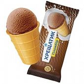 Мороженое Хрещатик Золотой Стандарт шоколадный пломбир в вафельном стакане 15% 90г