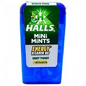 Конфеты Halls Mini Mints с витамином В6 и экстрактом женьшения со вкусом мяты 12,5г