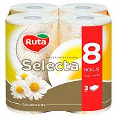 Бумага туалетная Ruta Selecta Ромашка белая трехслойная 8шт