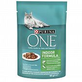 Корм для кошек Purina One Indoor Formula Тунец и зеленая фасоль в соусе 85г