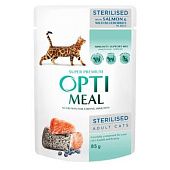 Корм влажный Optimeal с лососем и черникой в желе для стерилизованных/кастрированных кошек 85г