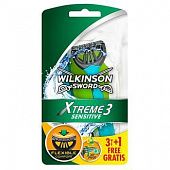Станки Wilkinson Xtreme3 Sensitive одноразовые мужские 3+1