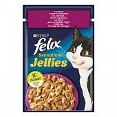 Корм для котов Felix Sensations Jellies с уткой в желе со шпинатом 85г