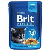 Корм влажный Brit Premium Cat Chicken Chunks for Kitten pouch кусочки курицы для котят 100г