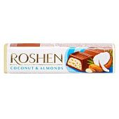 Батончик Roshen молочно-шоколадный с миндалем и кокосовой начинкой 38г