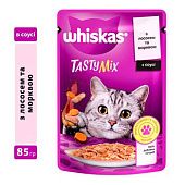 Корм Whiskas Tasty Mix Лосось с морковью в соусе для взрослых кошек 85г