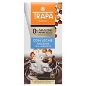 Шоколад молочный Trapa с лесным орехом без сахара 100г