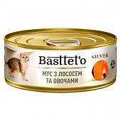 Корм Bastteto мусс с лососем и овощами для кошек 85г
