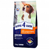 Корм сухой Club 4 Paws Премиум для взрослых собак средних пород 2кг