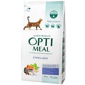 Повнораційний сухий корм Optimeal для стерилізованих кішок та кастрованих котів з лососем 1.5кг