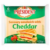 Сыр плавленый President Cheddar для тостов 40% 120г