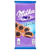 Шоколад молочный Milka с круглым печеньем Оrео с начинкой со вкусом ванили 92г