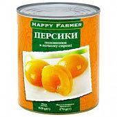 Персики Happy Farmer половинки в сиропе 820г
