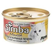 Корм Monge Simba влажный для взрослых кошек с куриной печенью и сердцем 85г
