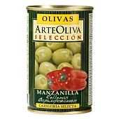 Оливки зеленые Arte Oliva с красным перцем 300г