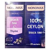 Чай черный Мономах Цейлон 2г*25шт + Чай черный Мономах Тимьян 2г*22шт