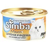 Влажный корм Simba Mousse с цыпленком и индейкой для кошек 85г