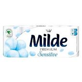 Туалетная бумага Milde Premium Sensitive 3-слойная 8шт