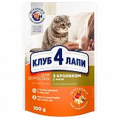 Корм влажный Club 4 Paws Premium с кроликом для взрослых кошек 100г