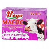 Масло Prego сладкосливочное экстра без лактозы 82,5% 200г