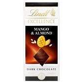 Шоколад черный Lindt Excellence с кусочками манго и миндаля 100г