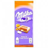 Шоколад Milka молочный карамель с арахисом 90г