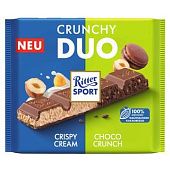 Шоколад молочный Ritter Sport Crunchy Duo с кусочками миндального печенья, фундуком и кукурузными хлопьями 218г