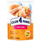 Корм сухой Club 4 Paws Premium с телятиной для взрослых кошек 900г