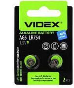 Батарейка Videx щелочная AG5 LR754 2шт